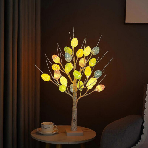 (1) 2025 23.6In Easter Egg Birch Tree,24 pcsEaster Tree Decorations,Eggs Spring DIY Ornaments 2