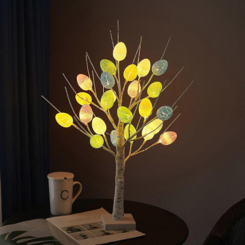 (1) 2025 23.6In Easter Egg Birch Tree,24 pcsEaster Tree Decorations,Eggs Spring DIY Ornaments 1