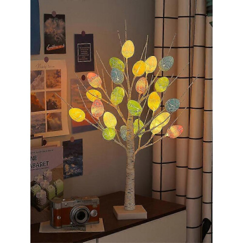 (2) 2025 23.6In Easter Egg Birch Tree,24 pcsEaster Tree Decorations,Eggs Spring DIY Ornaments 1