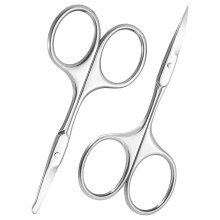 2 Piece Small Fur Scissors Set Stainless Steel Nose Hair Scissors Beard Scissors Eyebrow Trimming Kit for Men Women