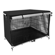 Dog Crate Cover for Large Wire Cages, 210D Oxford Cloth Outdoor Pet Cage Cover, Black, 124.5 x 79 cm