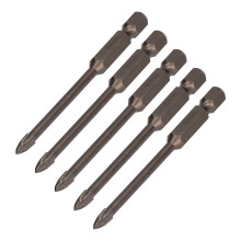 5 Stück Kreuzbohrer 1/4 Zoll Sechskantaufnahme für Glas, Fliesen, Beton 4mm