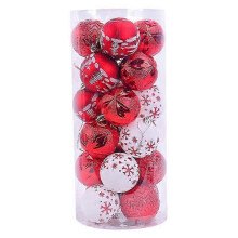 (Red) 2025 24Pcs Hand Painted Christmas Sphere Ornament Christmas Hand Painted Sphere Ornament Handmade Festival Tree Decorations