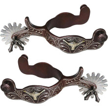 Horse Pores Stainless Steel Cowboy Boot Spores, 2 Pcs, Western Style Equestrian Competition Equipment, 78x73mm