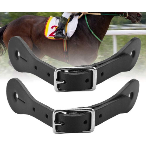Genuine Leather Spur Straps for Riding, Handmade Black Riding Accessories, Adjustable Size, Durable Material 2