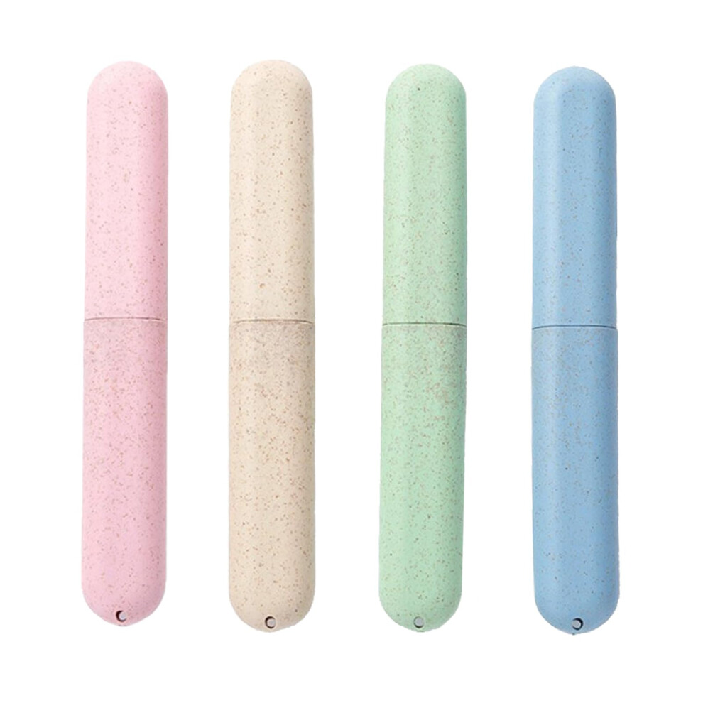 Toothbrush Case Pack of 4, Portable Travel Toothbrush Holder, Eco-Friendly Protective Container for Family Hiking Camping