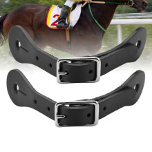 Leather Spur Straps Pack of 2 with Alloy Buckle for Western Horse Riding Safety Equipment - Black Accessories