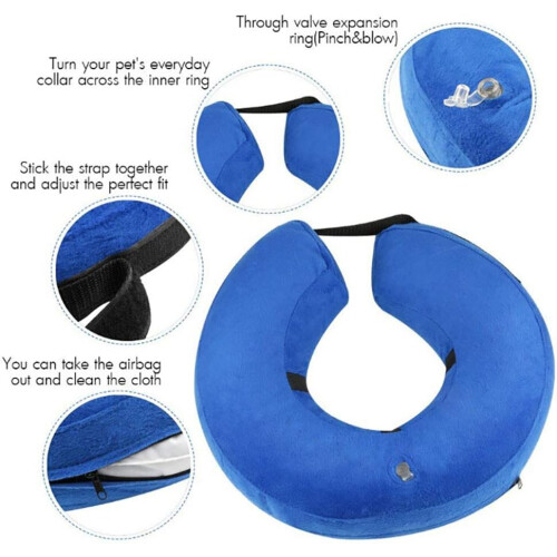 Inflatable Pet Collar for Dogs and Cats, Adjustable Comfortable Protective Collar with Magic Zip, Soft Material 1