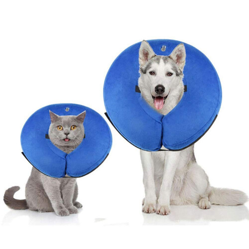 Inflatable Pet Collar for Dogs and Cats, Adjustable Comfortable Protective Collar with Magic Zip, Soft Material