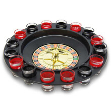 Drinking Game Roulette Casino Set with Colorful Spinner and Shot Glasses for Adult Party Fun
