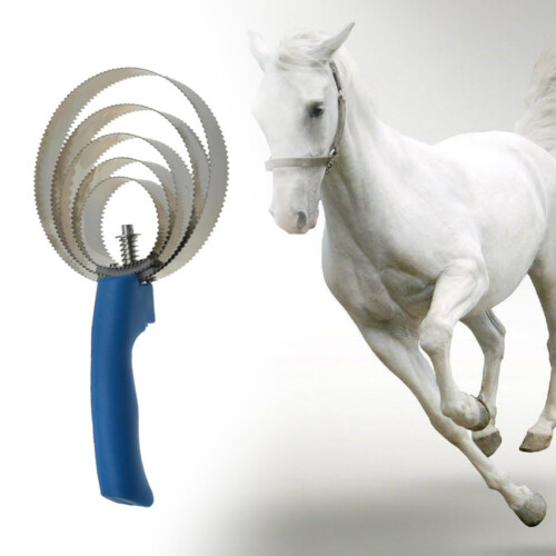 Stainless Steel Curry Comb for Horses with Spring Handle, Random Color, Durable Grooming Tool, Stable Use 2