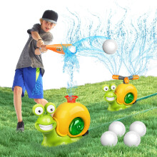 Water Sprinkler Baseball Toy for Children, 2 in 1 Snail Design, 2 Sprinkler Heads, 360 Rotating Backyard Game for Summer Fun