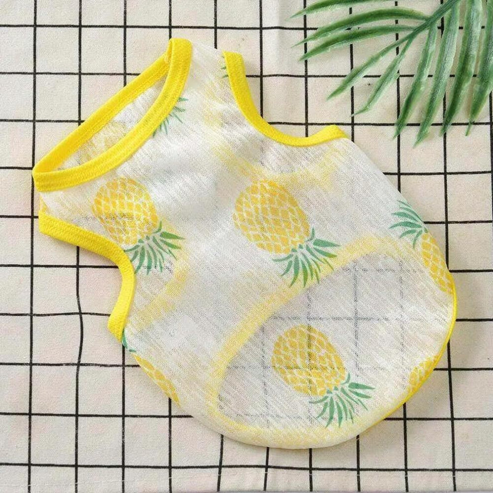 Yellow Sphynx Cat Vest Summer T-Shirt Sleeveless Mesh Fabric Clothing For Cats Sun Protection Pineapple Xs Size 0.6-1.2 Kg