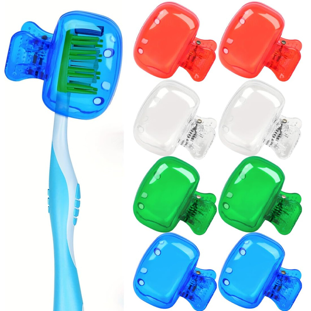 Toothbrush Head Cover Pack of 8, Plastic Travel Toothbrush Clip for Manual and Electric Toothbrush, Brush Head Protection Cap