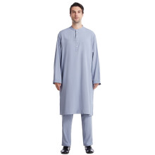 Muslim Kaftan Herren Thobe Arabische Kleidung Bademantel Eid-Outfit M Grau aus Baumwolle für Herren