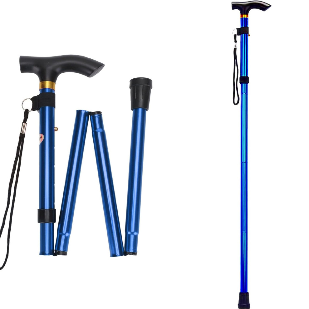 Portable Walking Stick for Women, Adjustable Height Aluminium Alloy Hiking Poles, Foldable 4 Sections Camping Stick