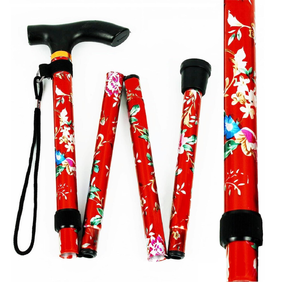 Black Men's Walking Stick - Foldable Aluminium Alloy Hiking Stick, 4-Section Portable Walking Stick For Camping And Mountaineering