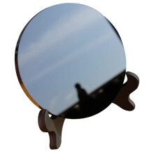 Black Obsidian Divination Mirror 12x12 cm with Stand for Meditation Healing and Feng Shui Practices