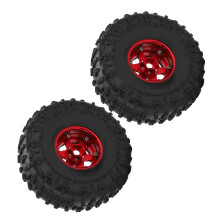 2 Stück 1,9 Zoll Aluminiumfelgen & Gummireifen Set für RC-Crawler Rot & Schwarz