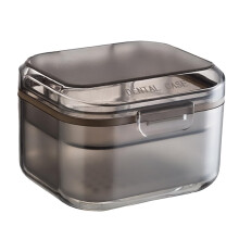 Dental Denture Box with Net, Leak-Proof Portable Storage Case for False Teeth Cleaning, Black, Compact Size