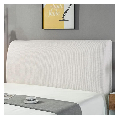 Elastic Bed Headboard Cover 180 cm, Solid White, Soft and Durable, Full Protection for Bedroom Decor