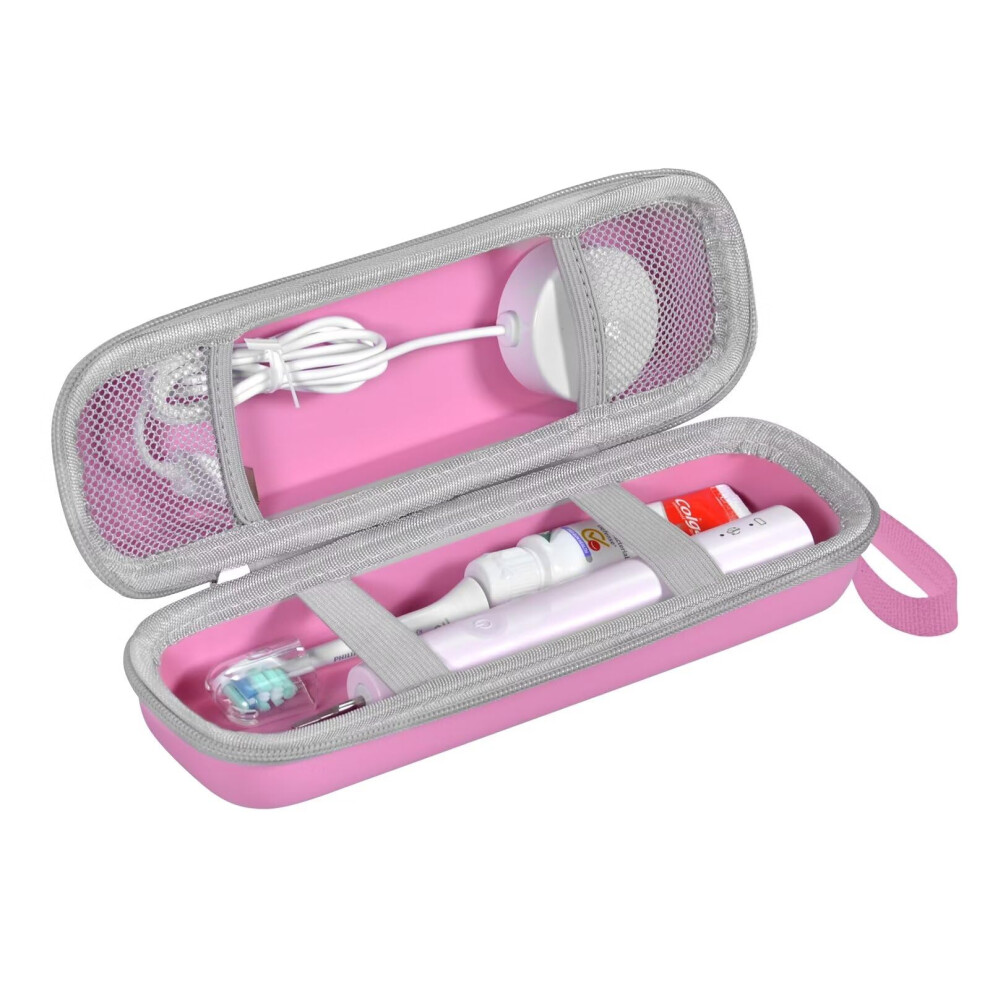Pink Travel Case For Philips Sonicare Electric Toothbrush Models 4100 5100 1100 6100 5300 1000 1500 5000 7000 7500, Portable Hard Shell Bag