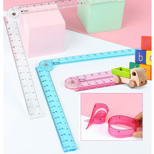 Folding Straight Ruler Set, 3-Pack 30 cm Clear Plastic Foldable Rulers for Office and School Use 2
