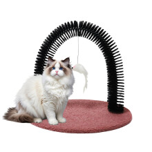 Katzen-Selbstpfleger - Kratzpad für Katzen und Welpen, Massagebürste, Haarentferner, rotbraun, für Kopf und Rücken