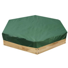 Hexagonal Sandpit Cover 175 x 150 cm, Durable Green Tarpaulin for Outdoor Toys, Garden Use, Weather Resistant