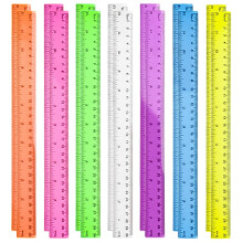 30 cm Plastic Ruler Set, 14 Coloured Transparent 12 Inch Rulers for Students, Teachers, School Office Use