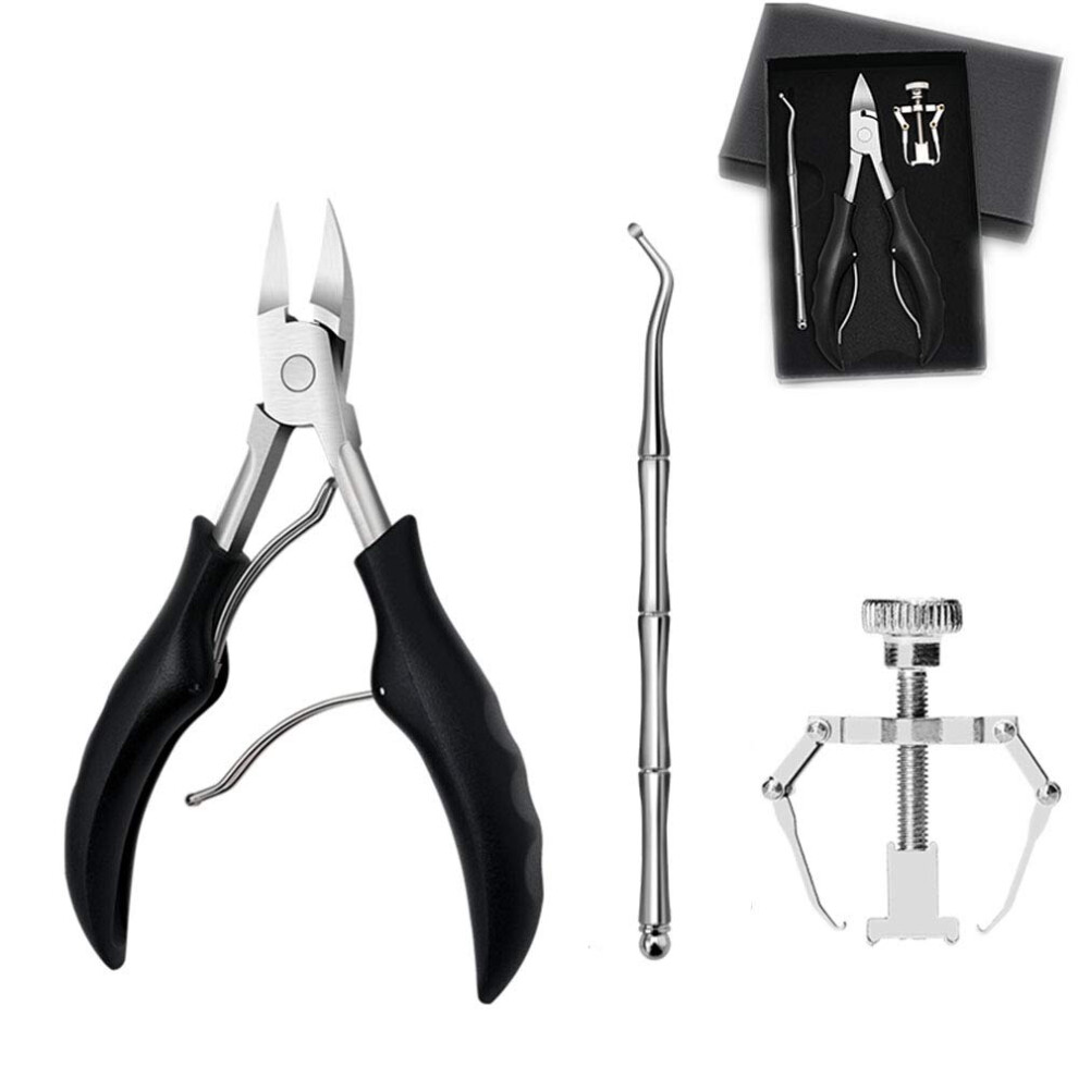 Dr.pedi Ingrown Toenail Tool Set With Nail Nippers Lifter Corrector Portable Box Pedicure Treatment Kit For Thick Fingernails Toenails Podiatrist Toe