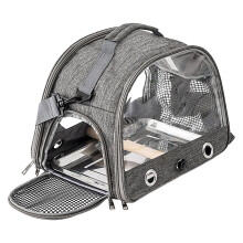 Travel Bird Cage - Portable Bird Carrier with Perch and Tray, Breathable Gray Travel Cage for Parrots and Cockatiels