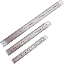 Stainless Steel Rulers Set of 3 - 15 cm, 20 cm, 30 cm Precision Double Scale Metal Measuring Tools for Engineering and Office Use