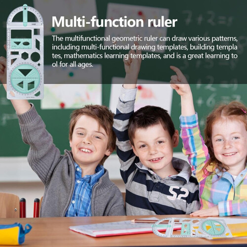 Multifunctional Geometric Ruler - Large Plastic Math Ruler for Geometry, Drawing Template, Ideal for Students and Professionals 1