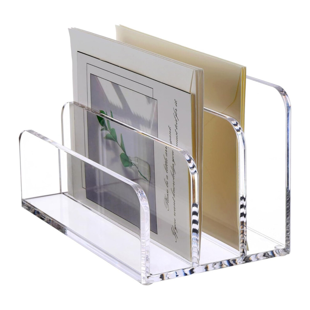 Acrylic File Holder with 3 Slots, Transparent Vertical Post Organizer for Desk, Clear Acrylic Document Stand-image-OPC-PK5NSNY-NEW