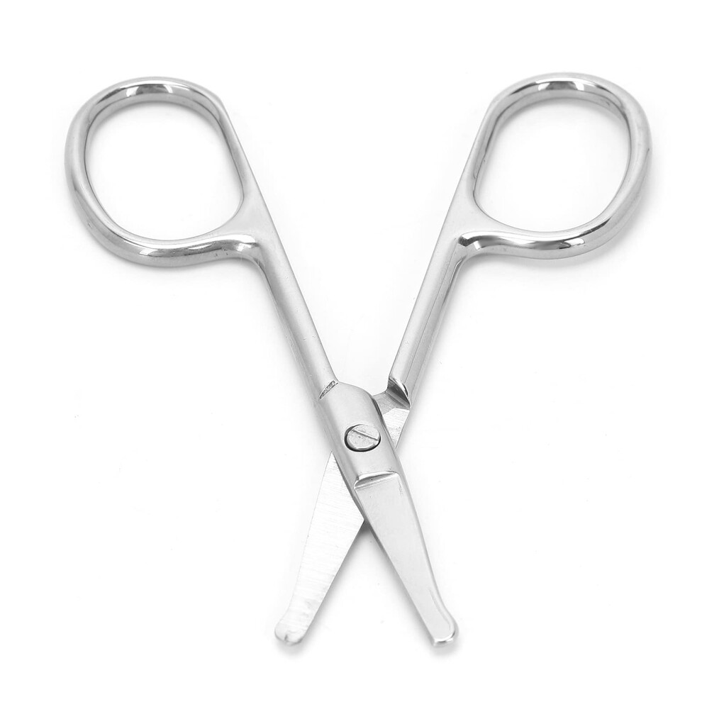 Precision Nose Hair Scissors with Rounded Tip, Stainless Steel, Safe Trimming for Eyebrows, Mustache, and Beard Care MJ-WB094