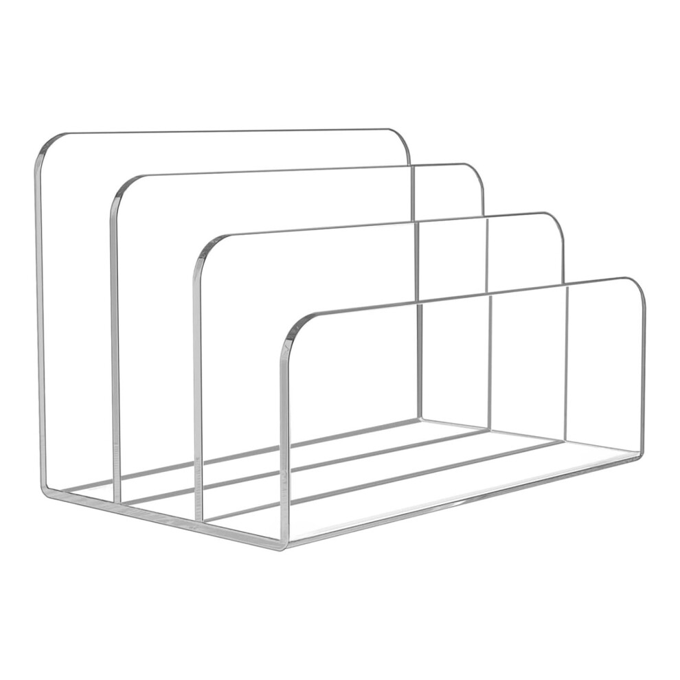 Transparent Acrylic File Holder with 3 Sections, Vertical Desk Organizer, 17.5x10.1x10.3 cm, Thick Office File Stand-image-OPC-PK5NSTW-NEW