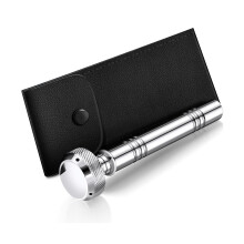 Taschen-Weihwasser-Sprinkler Silber mit Lederetui, Religiöses Aspergillum für Zeremonien, Geistliche Mitglieder
