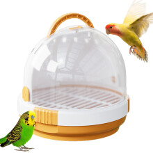 Transparent Bird Travel Bag for Parrot Cage with Perch, Lightweight Portable Cage for Budgies and Lovebirds, Orange