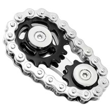 Metal Fidget Spinner Ring with Chain Design, 6x3.5cm Anxiety Relief Toy for Adults and Kids