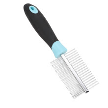 Blaue Haustier-Kämmen Edelstahl Doppelseitig Dicht Breite Zähne für Hunde