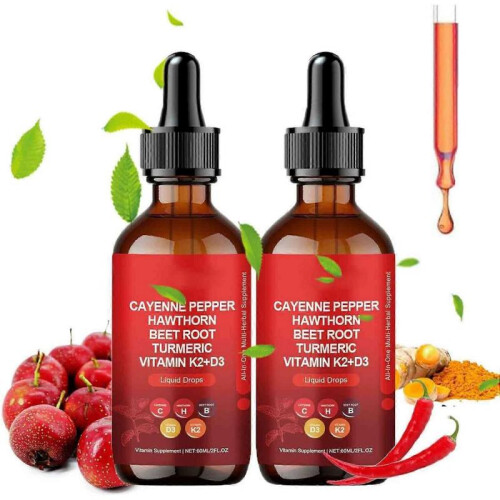 (1pc)Cayenne Pepper Drops with Hawthorn Beetroot | Turmeric & Vitamin K2 & D3