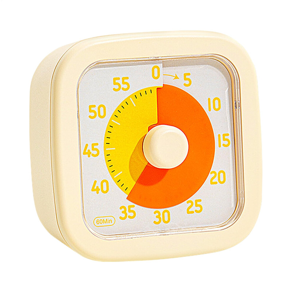 Visual Children's Clock, 60-Minute Silent Learning Timer for Kitchen, Bath, Homework, and Cooking, Cream Color