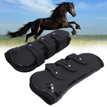 2 Stück Pferdebeinschoner PU Neopren Verstellbare Schutzstiefel Schwarz L