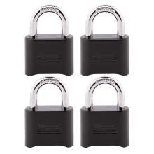 Master Lock Schwarzes Zahlenschloss, anpassbares Kombinations-Vorhngeschloss, wetterbestndiges Schloss fr den Innen- und Auenbereich mit rcksetz