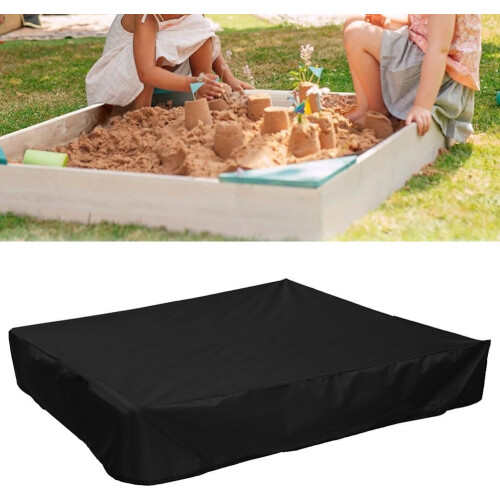 Square Sandbox Cover 180 x 180 x 20 cm Waterproof Dustproof Black With Drawstring For Sandboxes 1