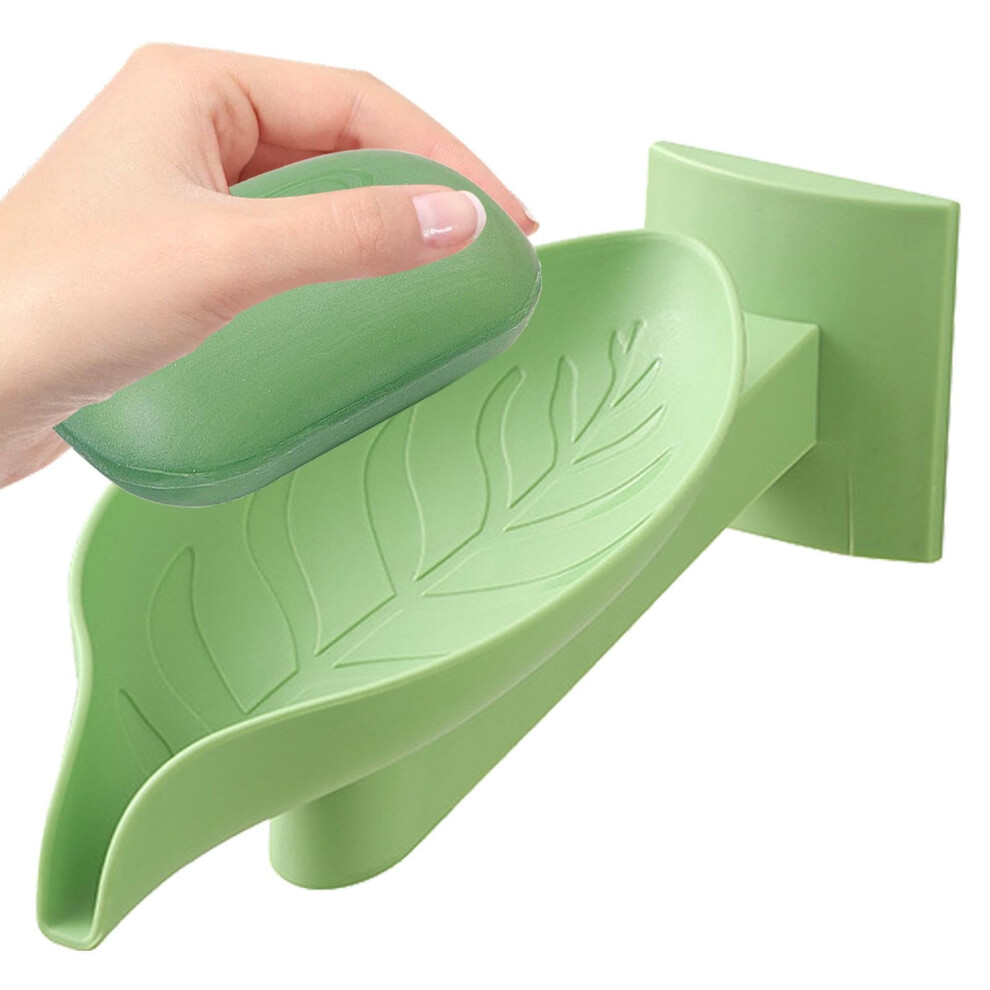 Soap Dish Holder, Wall-Mounted Soap Dispenser, No Drilling, Green Soap Holder for Bathroom and Kitchen, Durable Design-image-OPC-PK5NWCY-NEW
