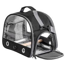 Lightweight Bird Cage Portable Pet Carrier Backpack with Comfortable Shoulder Strap and Stable Mesh Design for Budgerigars and Parakeets Black