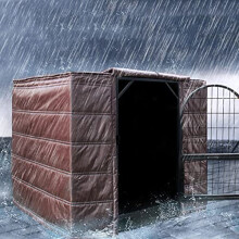 Warming Dog House Cover, Insulated Winter Cover for Wire Crate, Waterproof and Windproof, Brown 125x95x110cm