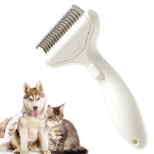 Pet Deshedding Comb for Cats - Lightweight Curved Dematting Tool with Widened Scissors, Skin-Friendly for All Fur Types